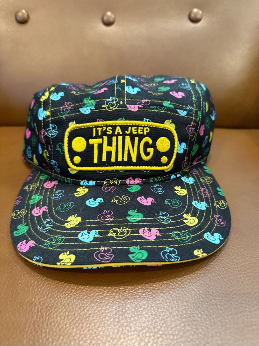 Jeep Black Cap with Yellow Patch and Multi-Color Duck Print